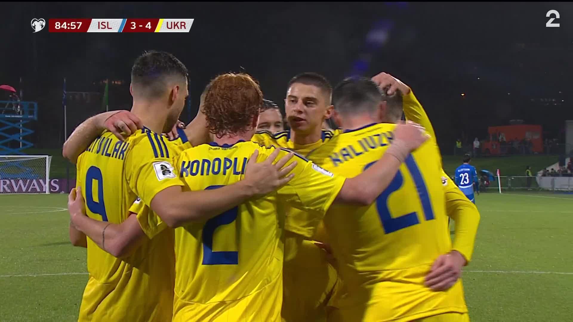 85’ - Mål av Ivan Kaliuzhnyi (3-4)